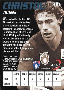 1999 Select AFL Premiere #136 Ang Christou Back